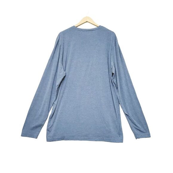 Travis Mathew The Crew Long Sleeve Shirt Stretch Heather‎ Blue Golf Mens XXL - Picture 2 of 9